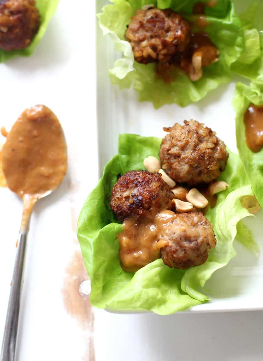 Thai Meatballs in a lettuce cup