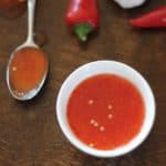 sweet chili sauce in a small white bowl