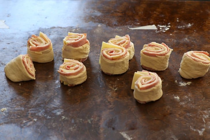 Baked Ham and Cheese Rolls before baking