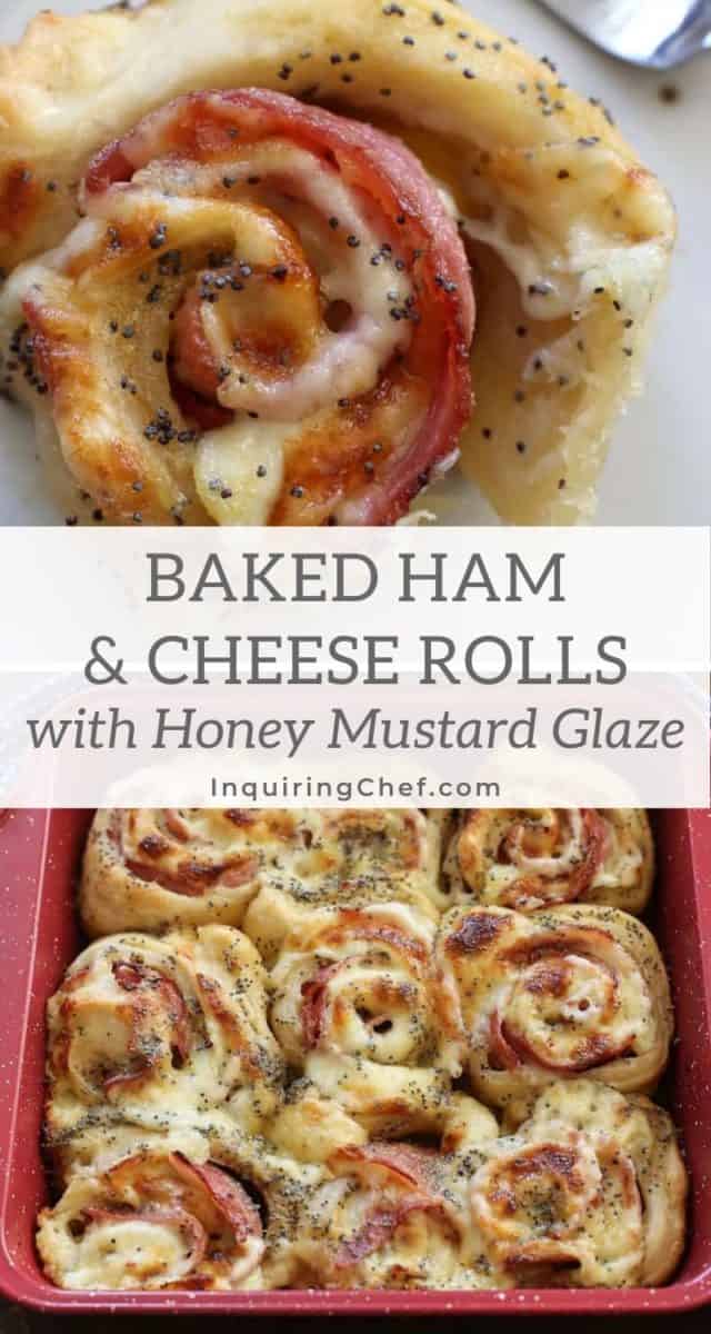 Baked ham and cheese rolls