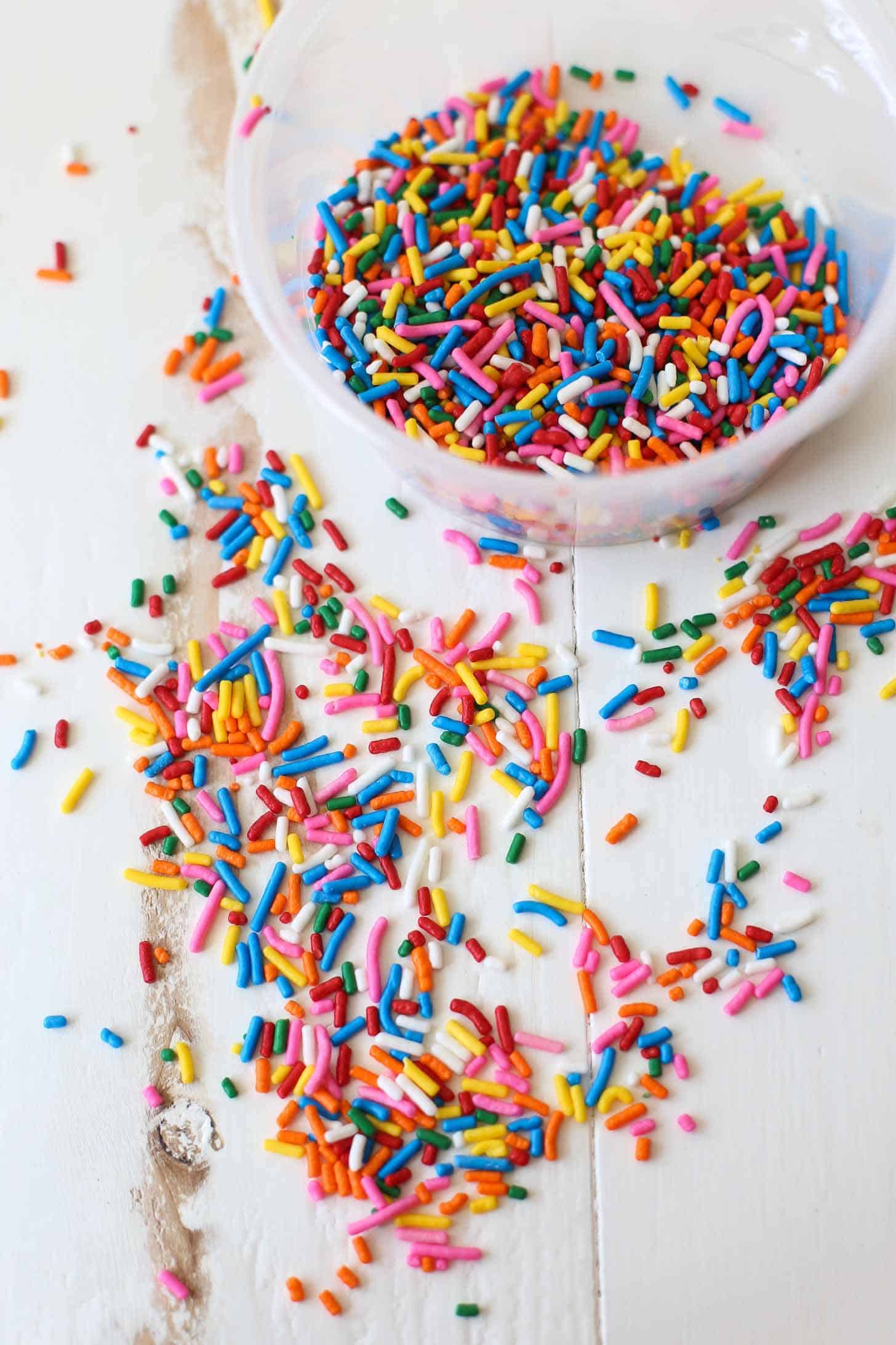 Rainbow Sprinkles in a clear bowl