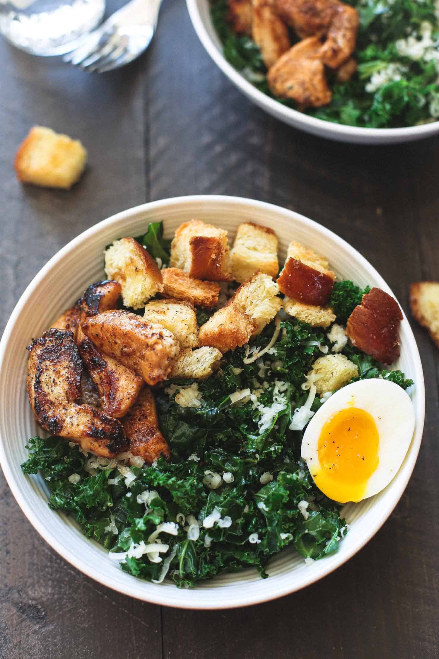 Kale Salad in a white bowl