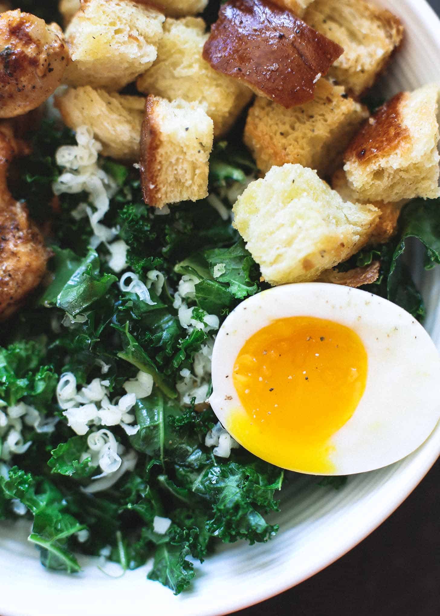 Soft Boiled Egg on a kale salad