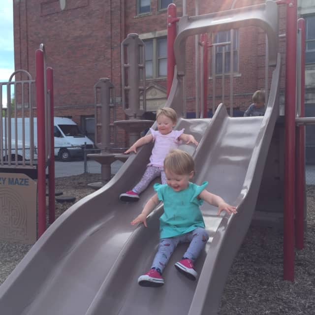 Molly and Clara Sliding