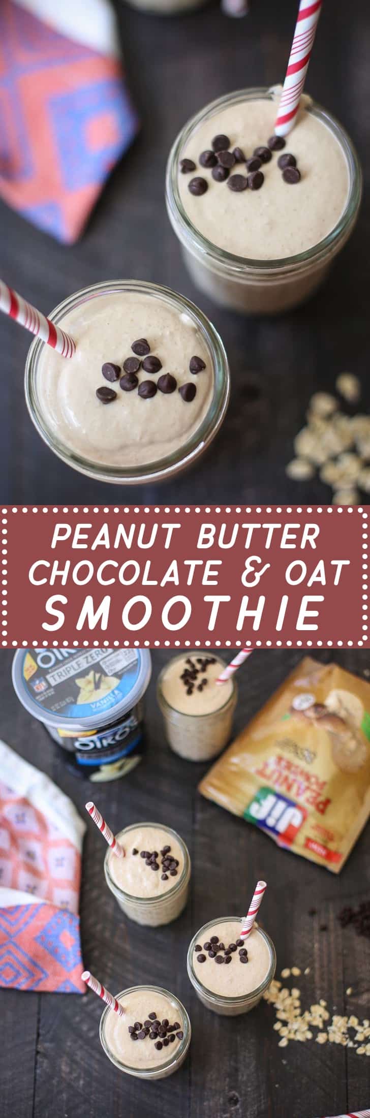 Looks like dessert right? But with only 211 calories per serving and packed with 15 grams of protein, we were a happy crew sipping on Peanut Butter Chocolate Oat Smoothies more than once this week. 