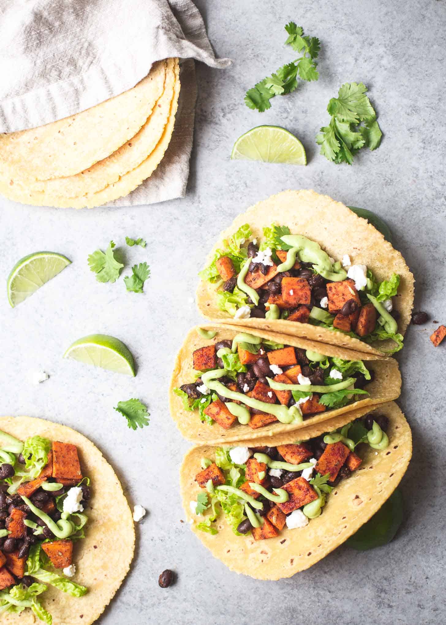 Tacos on a grey countertop