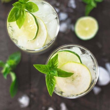 2 glasses of pear and lime sangria