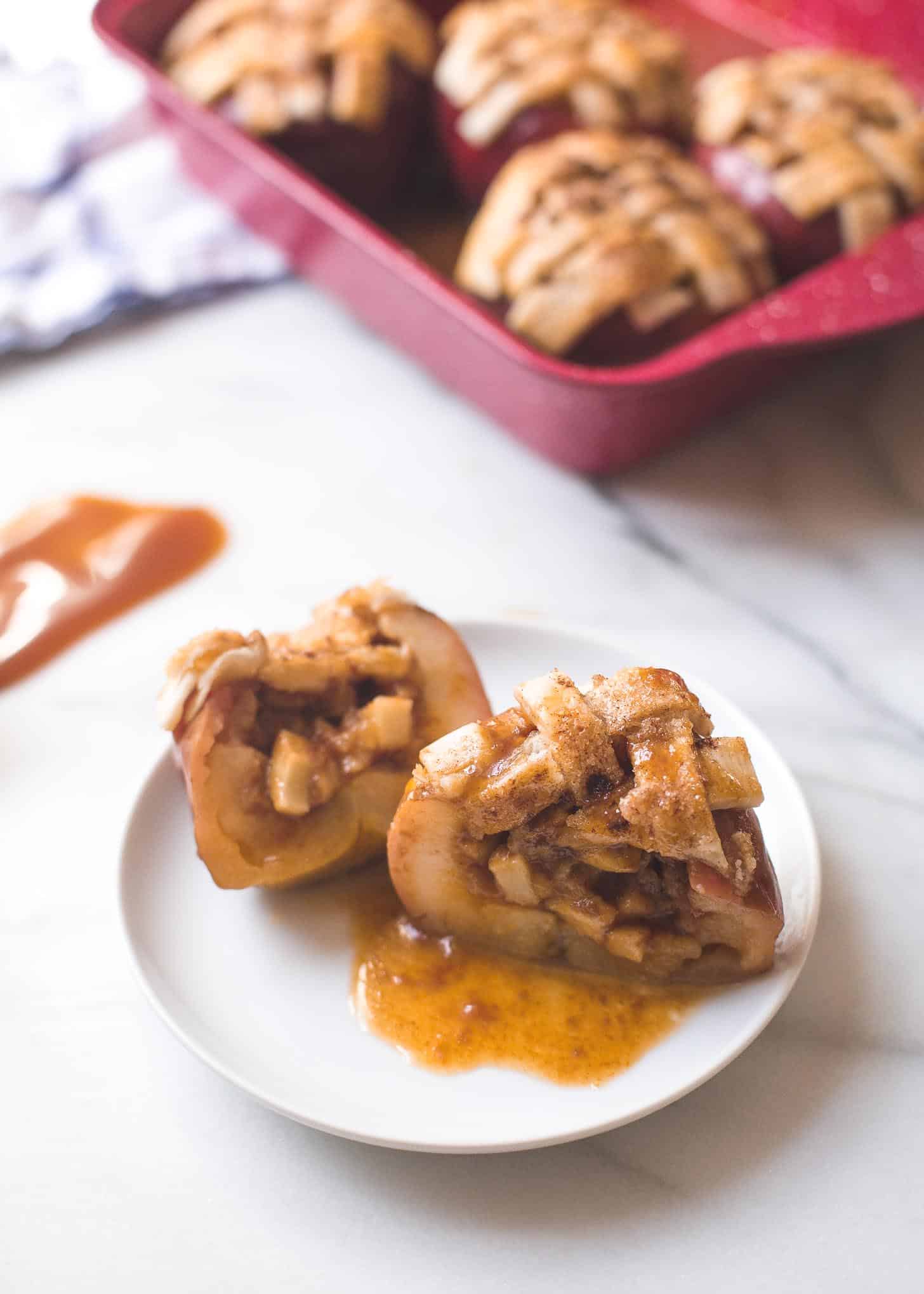 Caramel Apple Pie Baked Apple on a plate