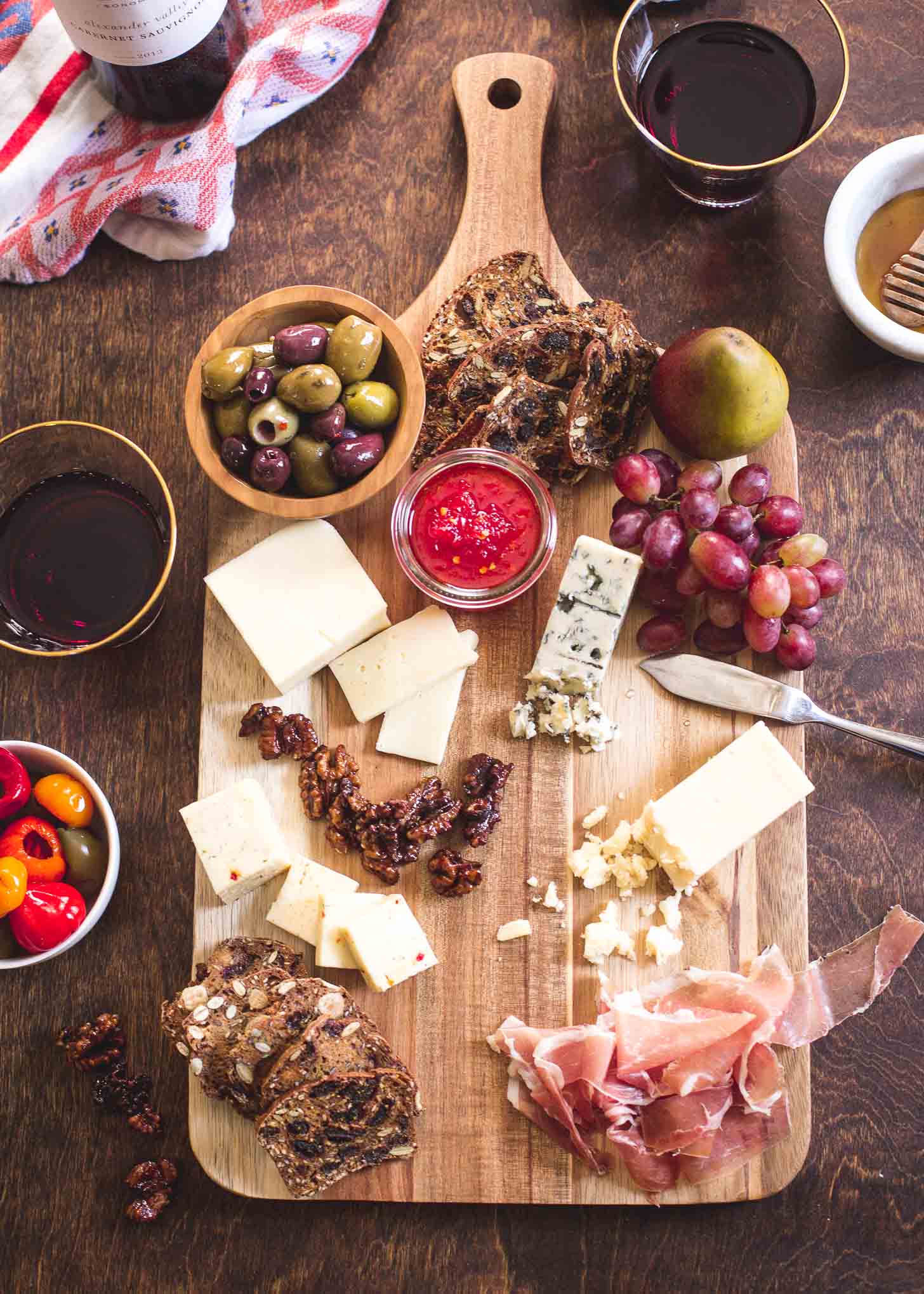 Fall Harvest Cheese Board on a wooden table