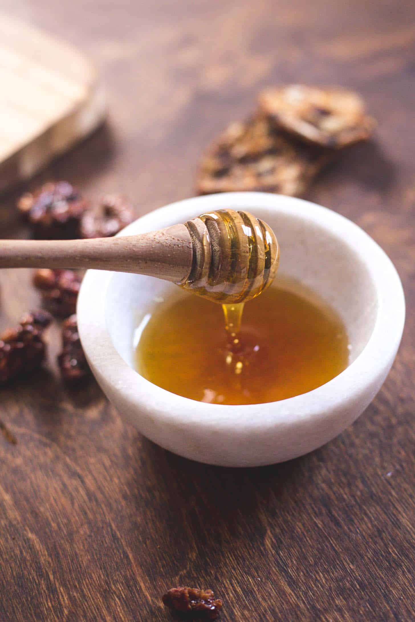 honey in a small white bowl