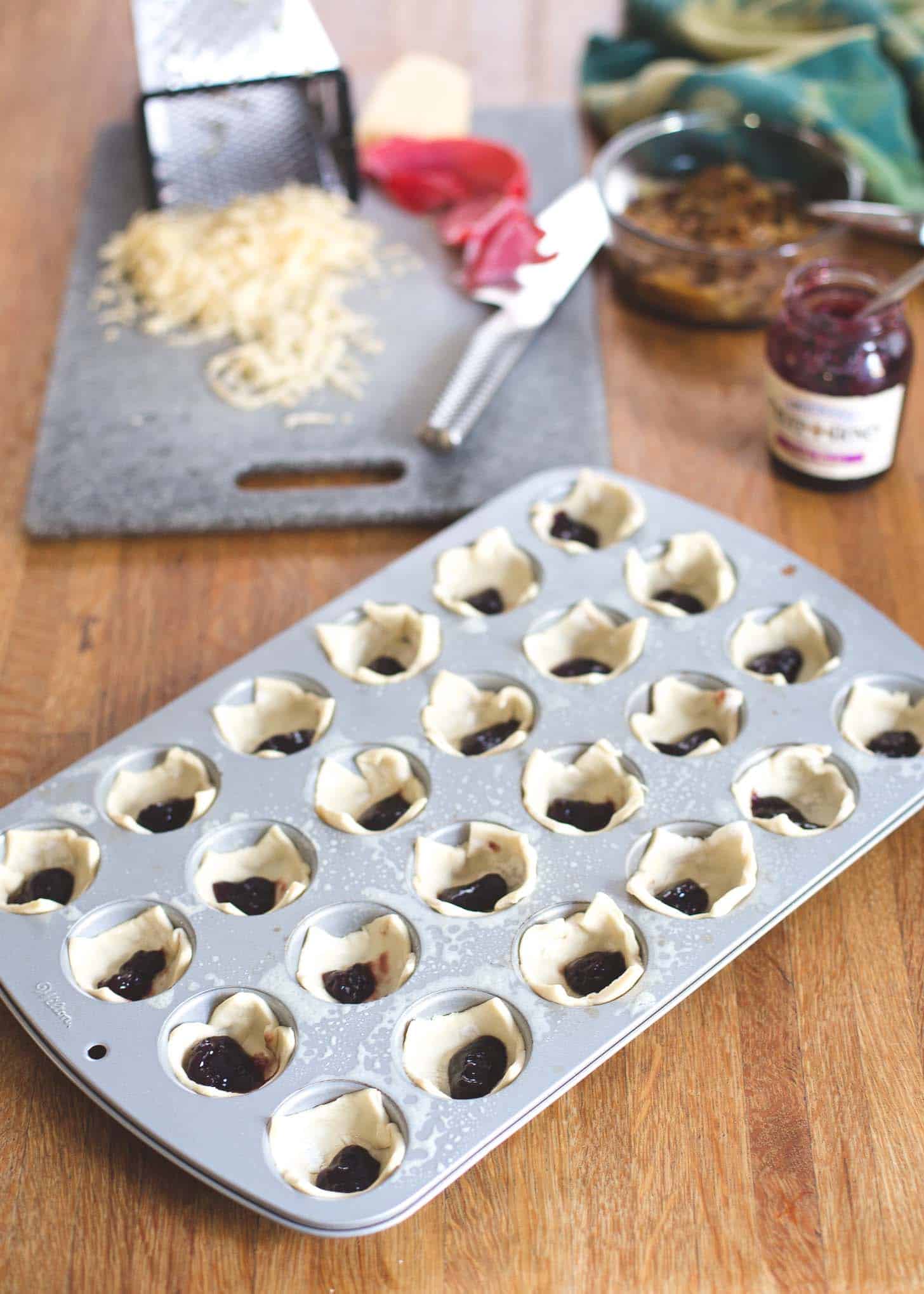 puff pastry in a mini muffin tin