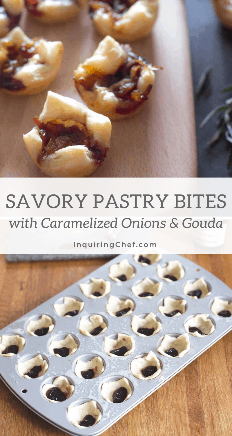 Puff Pastry Bites with Caramelized Onions and Gouda