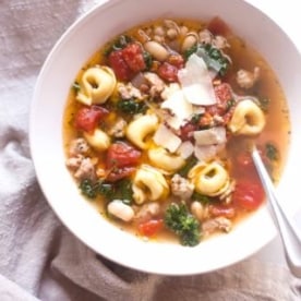 italian soup in a white bowl
