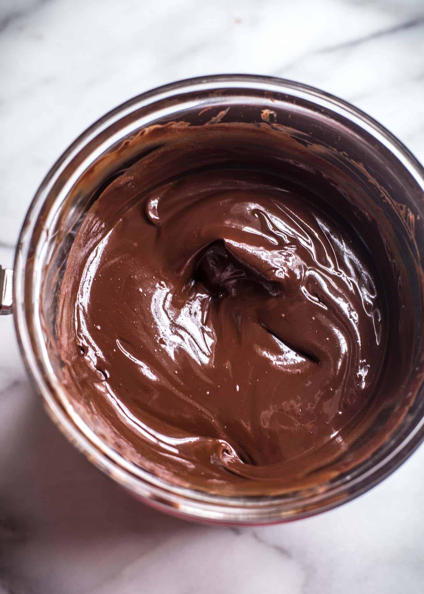 melted chocolate in a double boiler