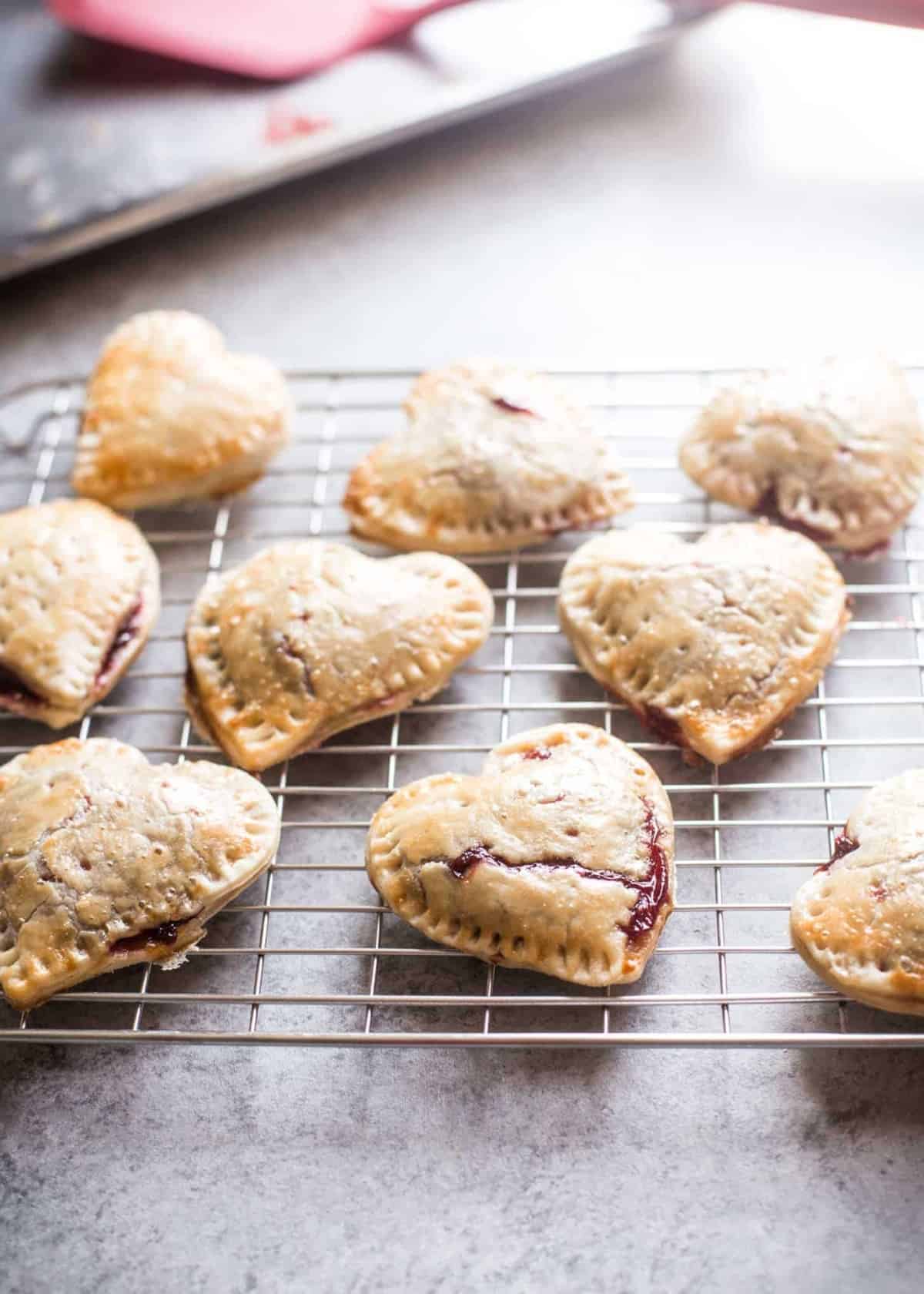 strawberry hand pies on a cooling rack