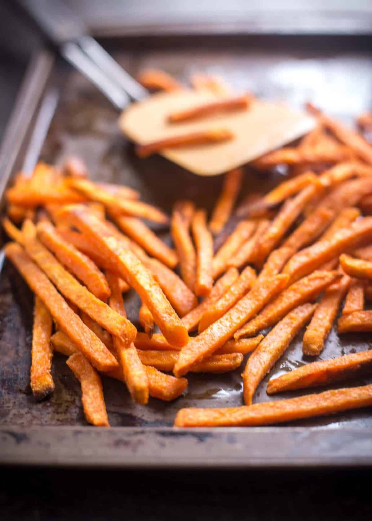 Sweet Potato Fries on a sheet pan