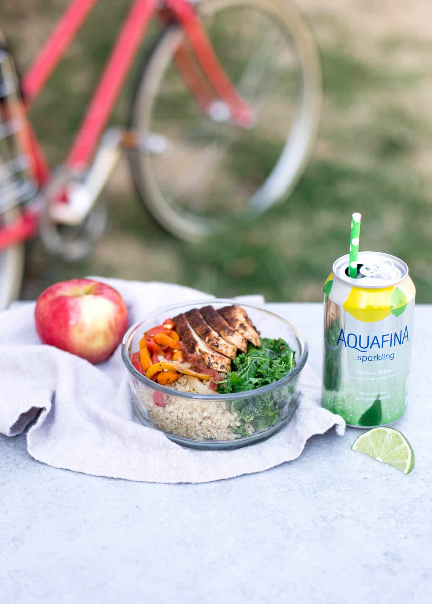 Enjoying a Quinoa Bowl outside