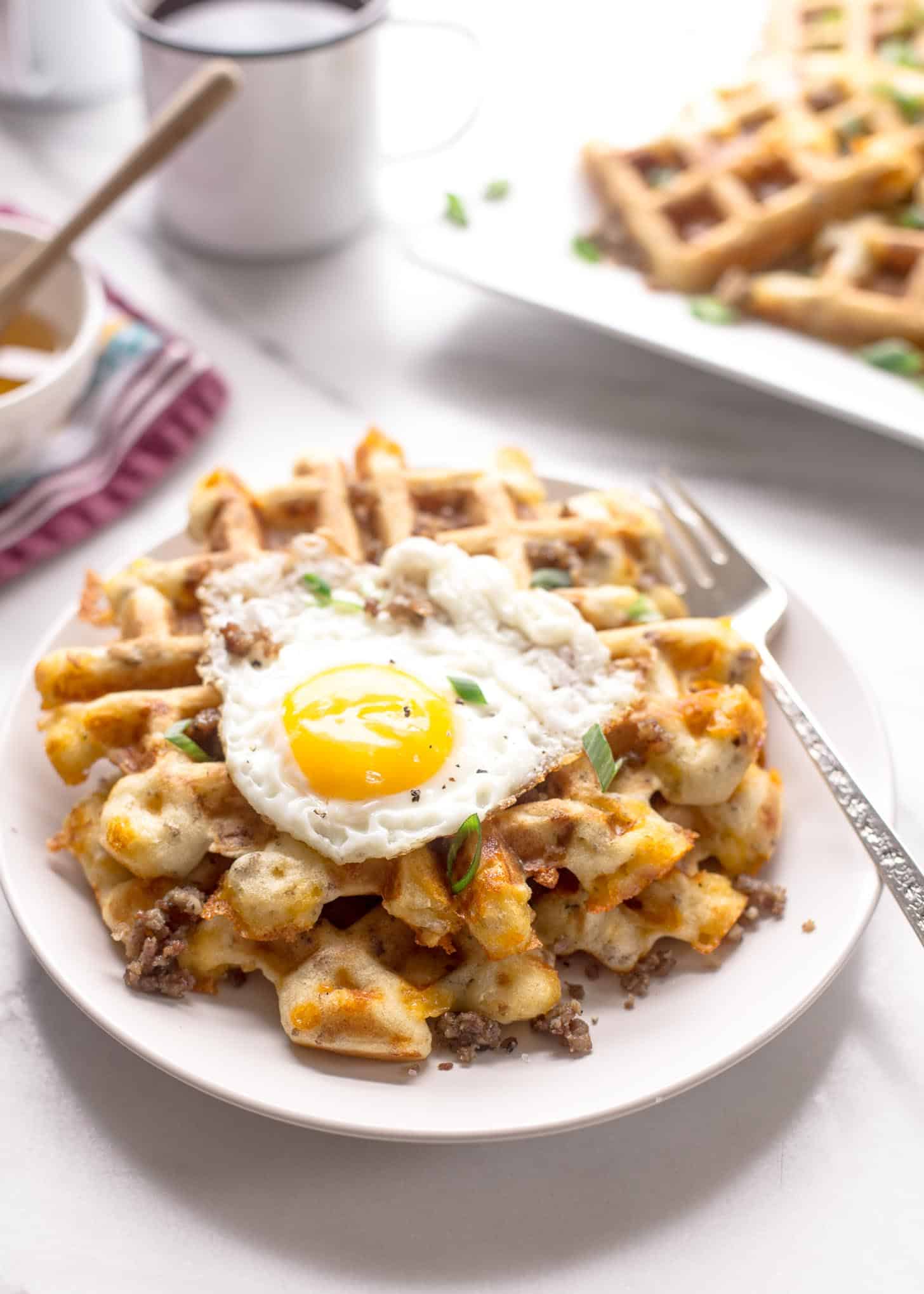 Savory Waffles with Sausage and Cheddar 