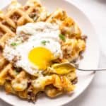 savory waffle with a fried egg