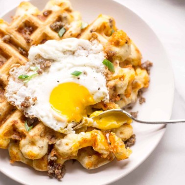 Savory Waffles with Sausage and Cheddar