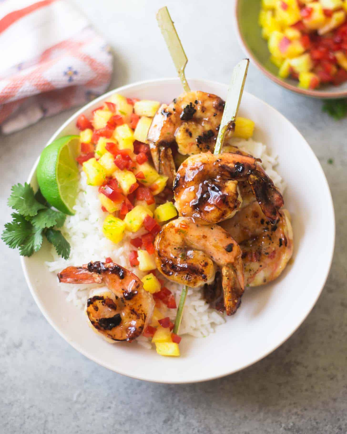 Sweet And Spicy Grilled Shrimp With Pineapple Salsa