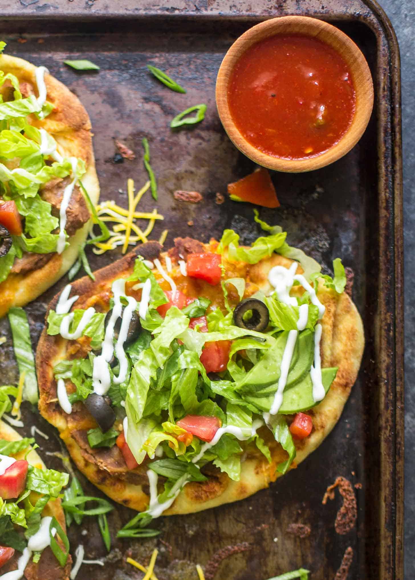 Pizzas on a sheet pan