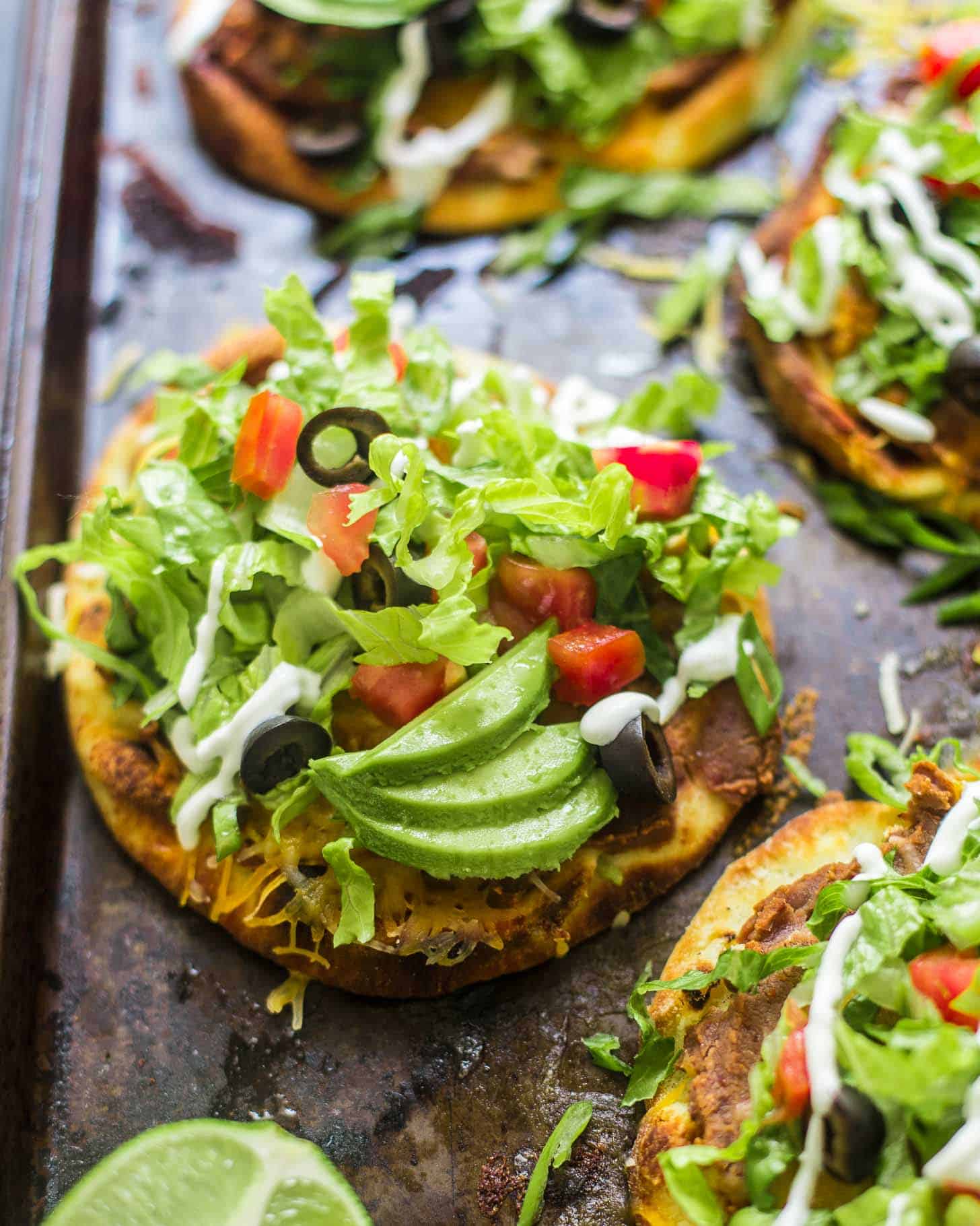 Mexican Pita Pizzas on a sheet pan