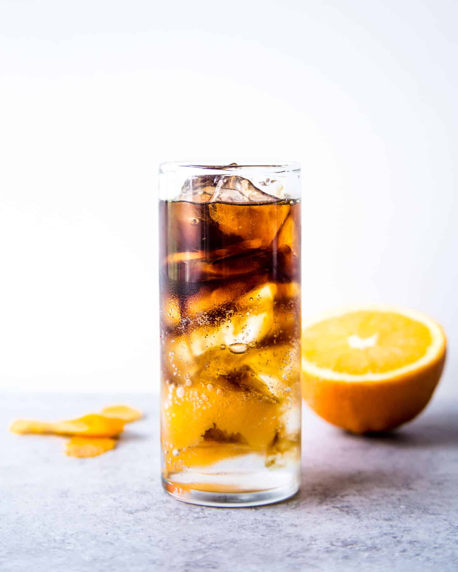 cold brew coffee Spritzers over ice in a clear glass