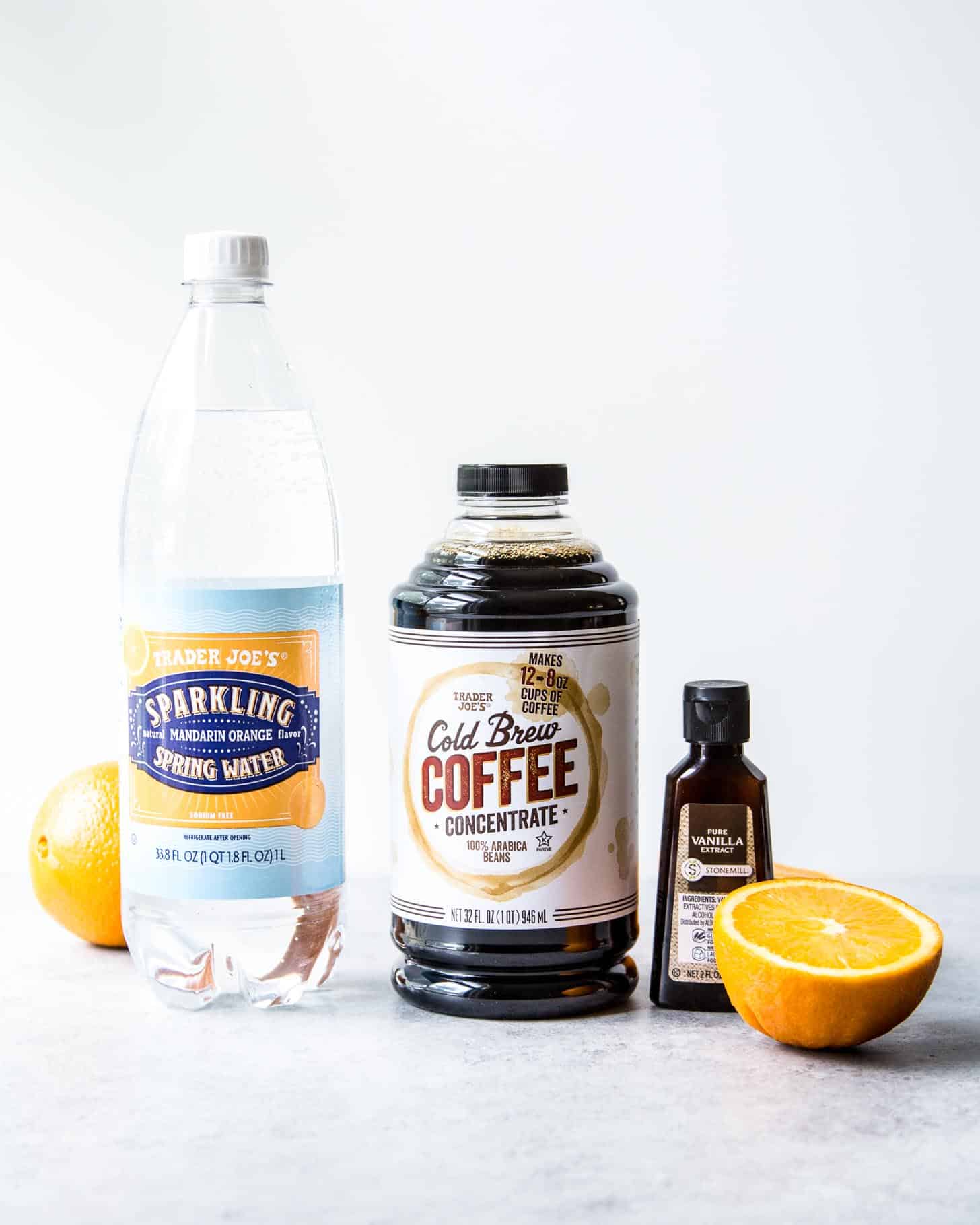 ingredients for cold brew coffee spritzers