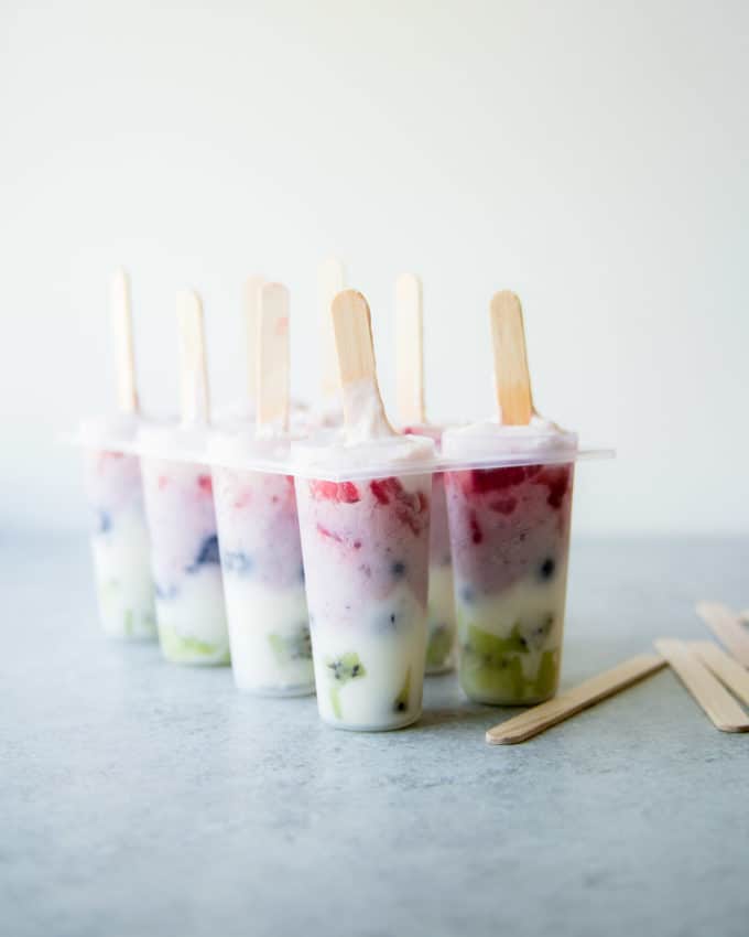 Rainbow Yogurt Popsicles in a mold
