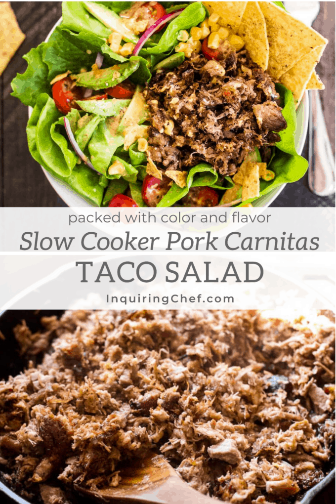 slow cooker pork carnitas taco salad