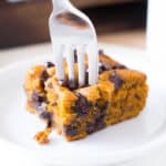 Pumpkin Chocolate Chip Snack Cake with a fork