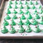 Christmas Tree Meringues on a sheet pan