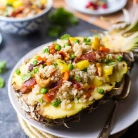 Pineapple Fried Rice on a white plate