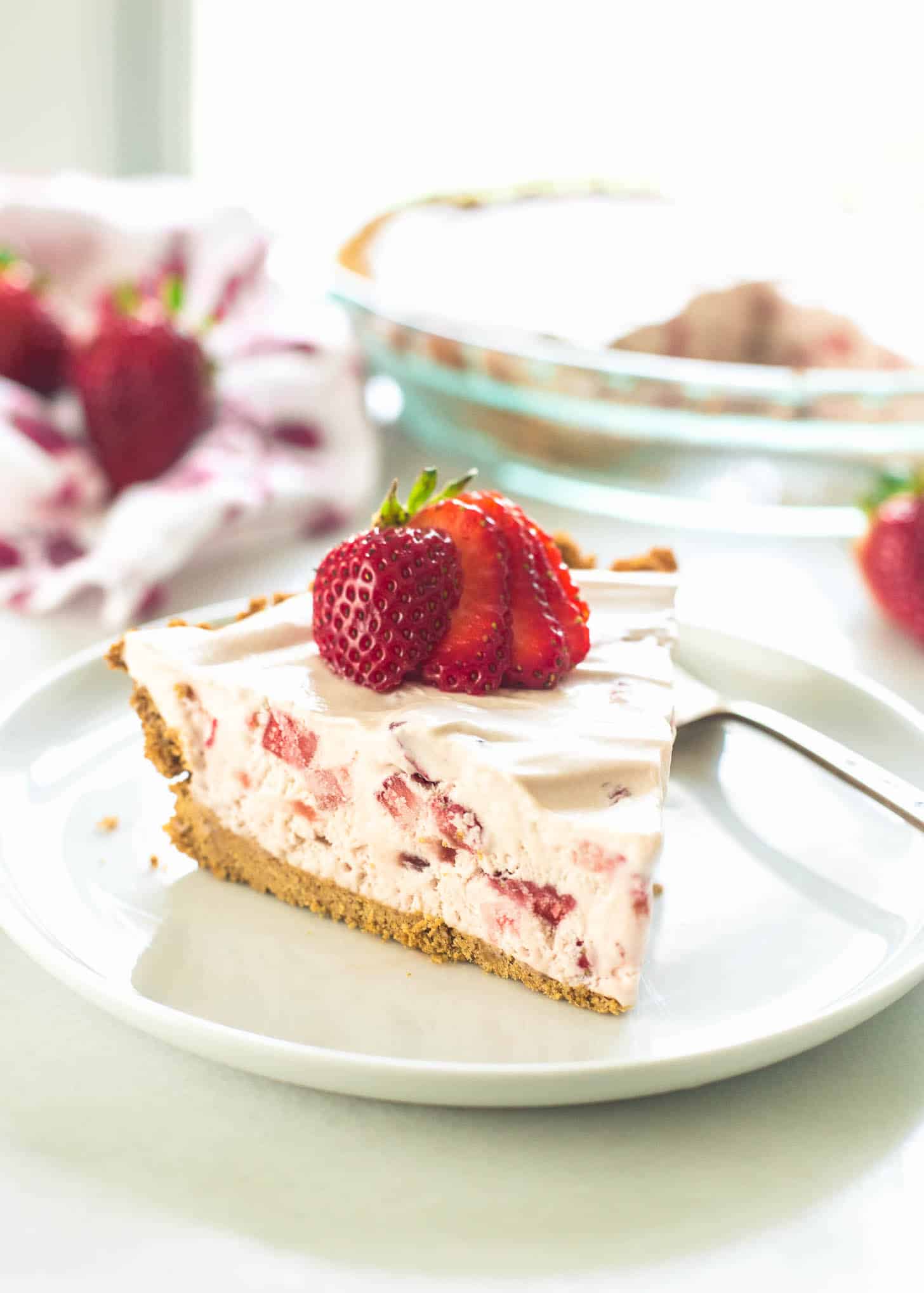 a slice of pie on a white plate