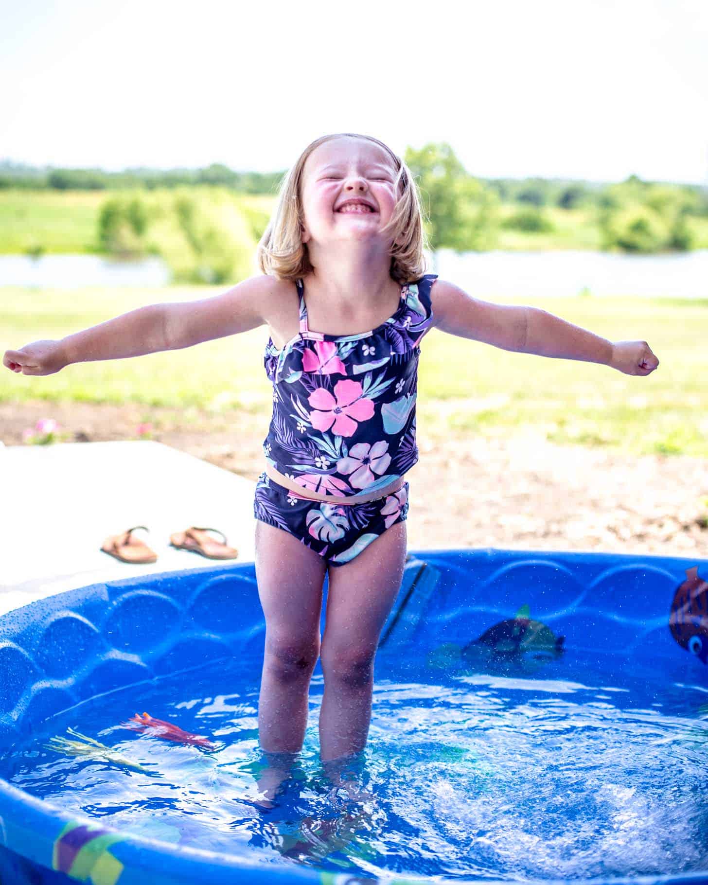 playing in a baby pool