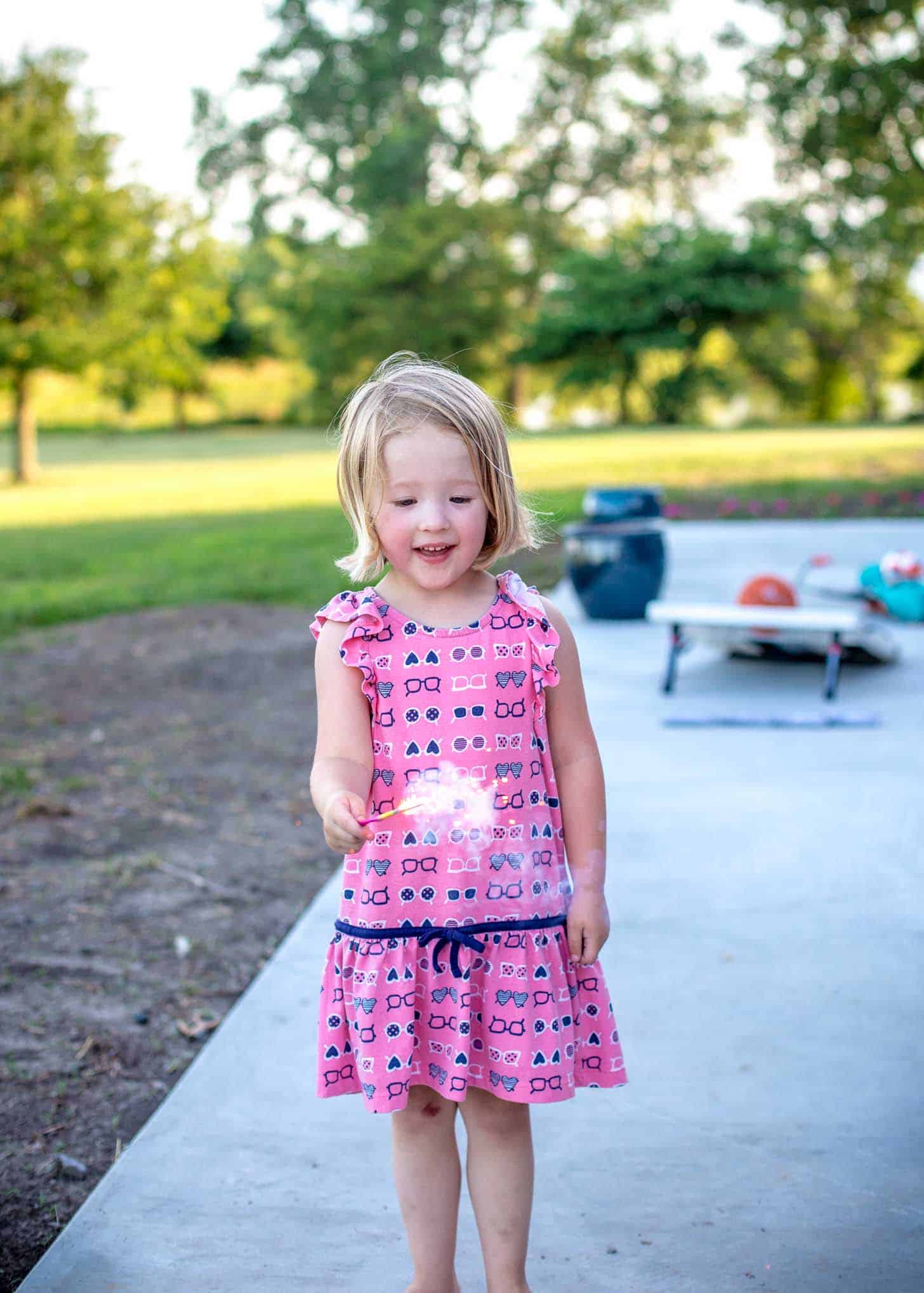 Molly playing with a sparkler