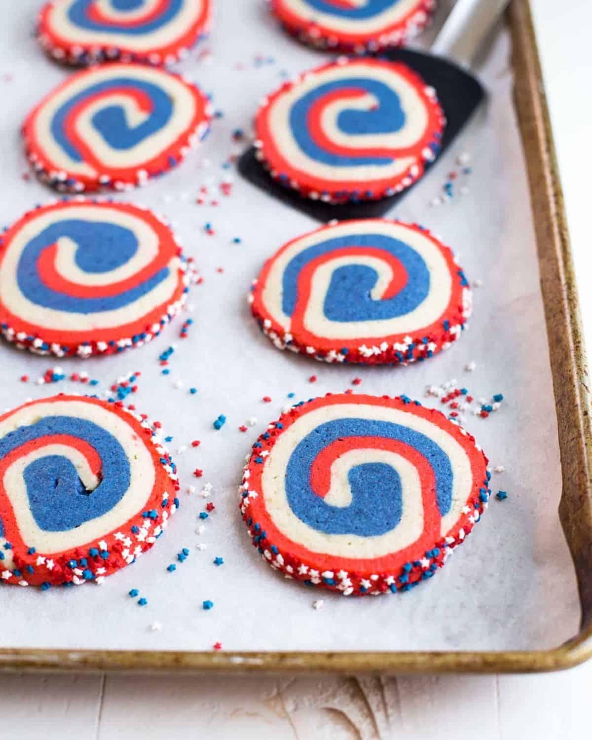 Red White and Blue Pinwheel Cookies