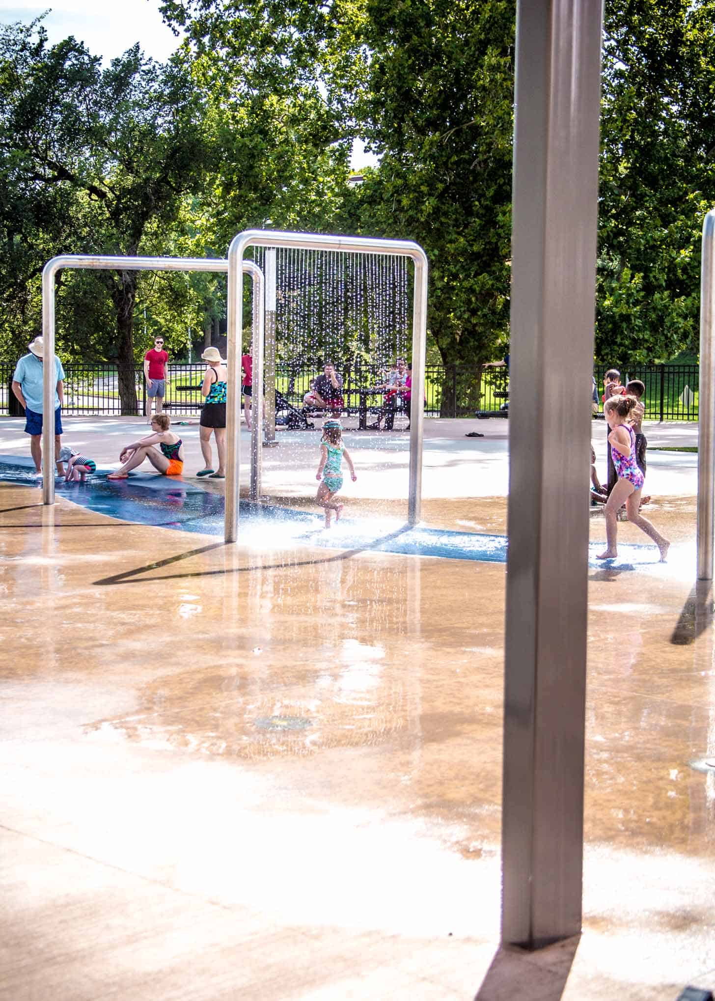 kids on a splash pad