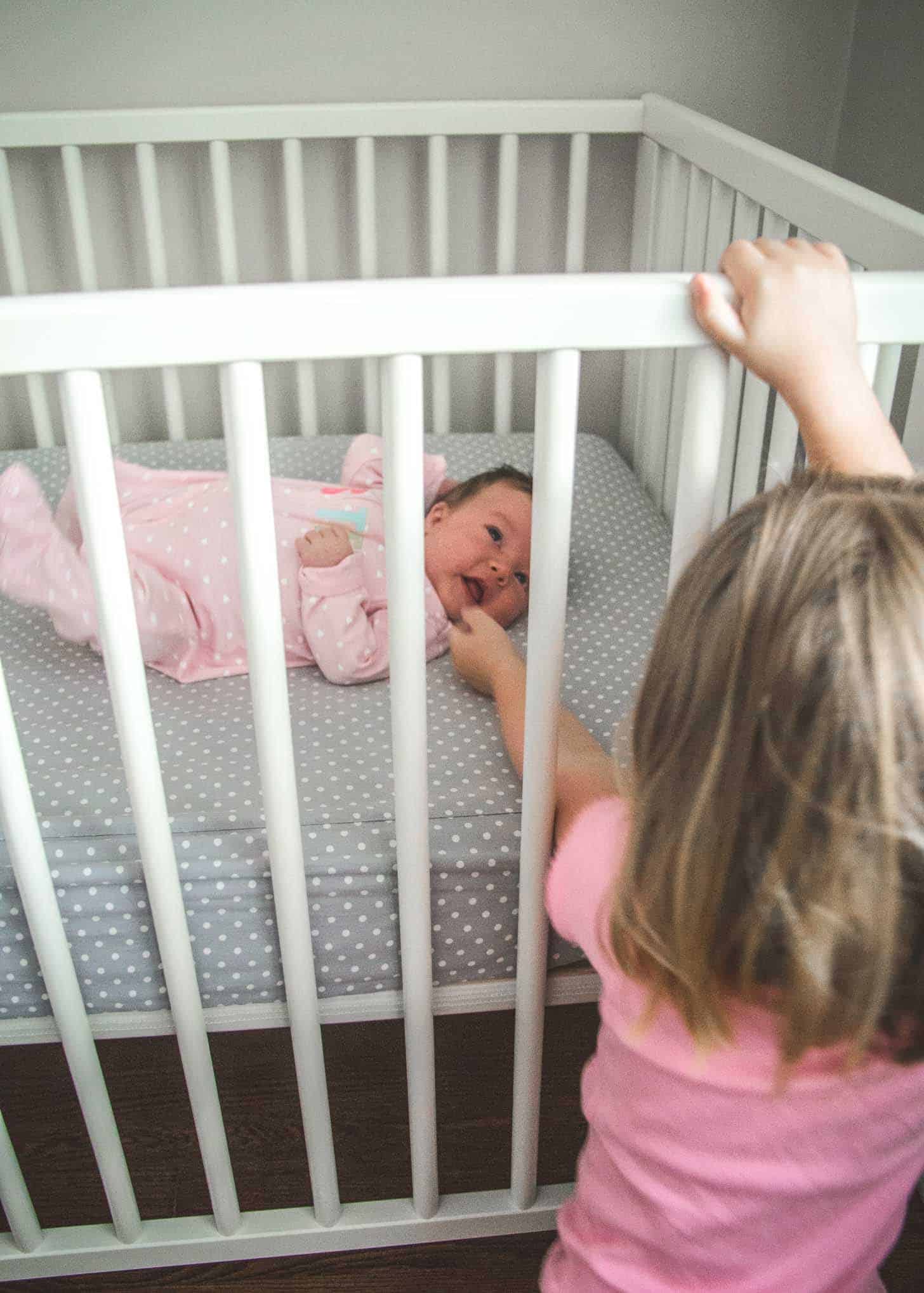 a baby in a crib