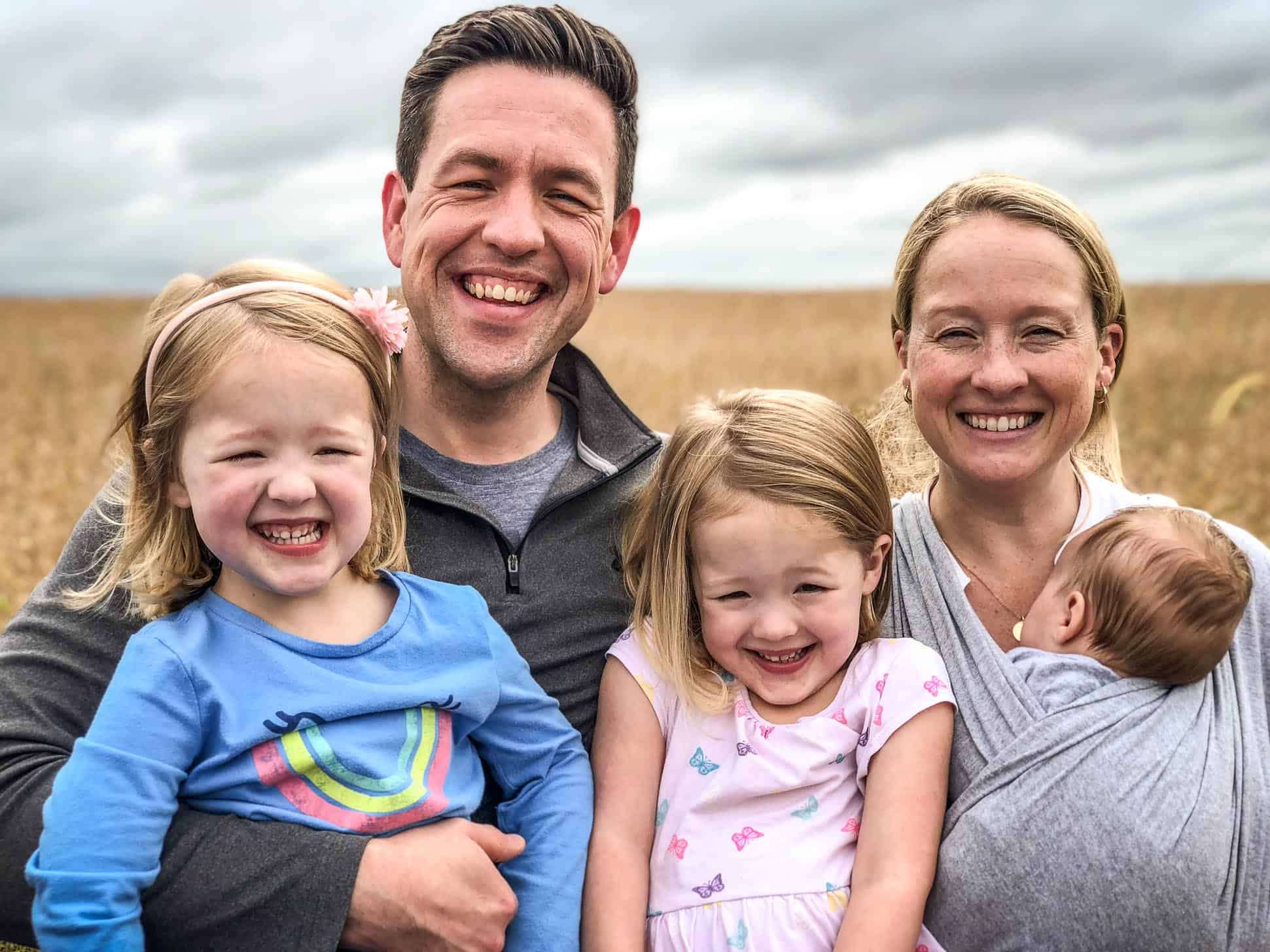 family on a hay ride