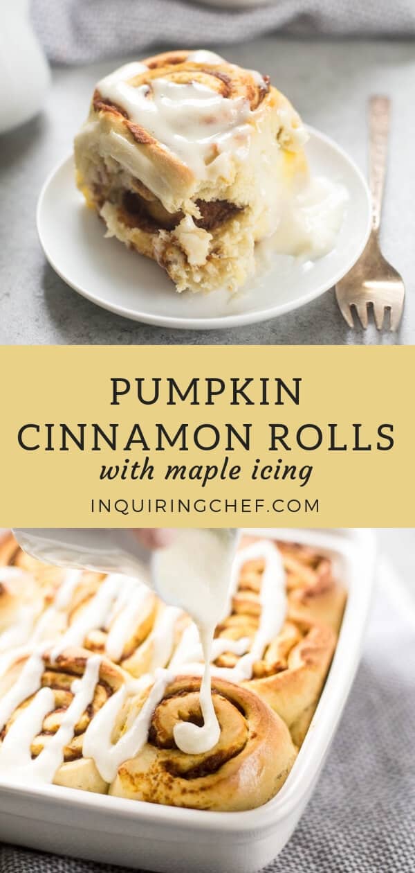 Pumpkin Cinnamon Rolls with Maple Icing