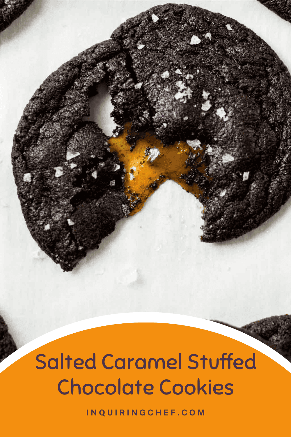 salted caramel stuffed chocolate cookies