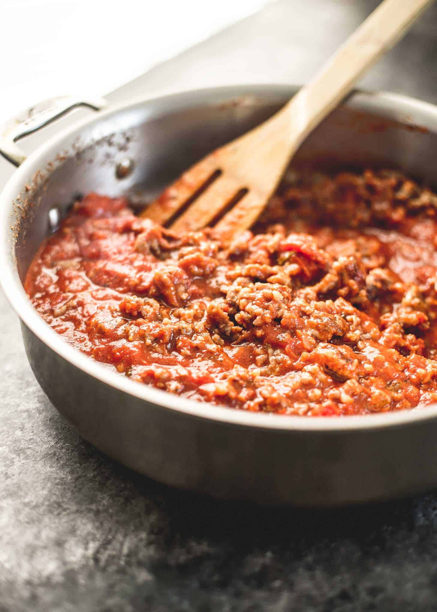 cooking sauce in a skillet