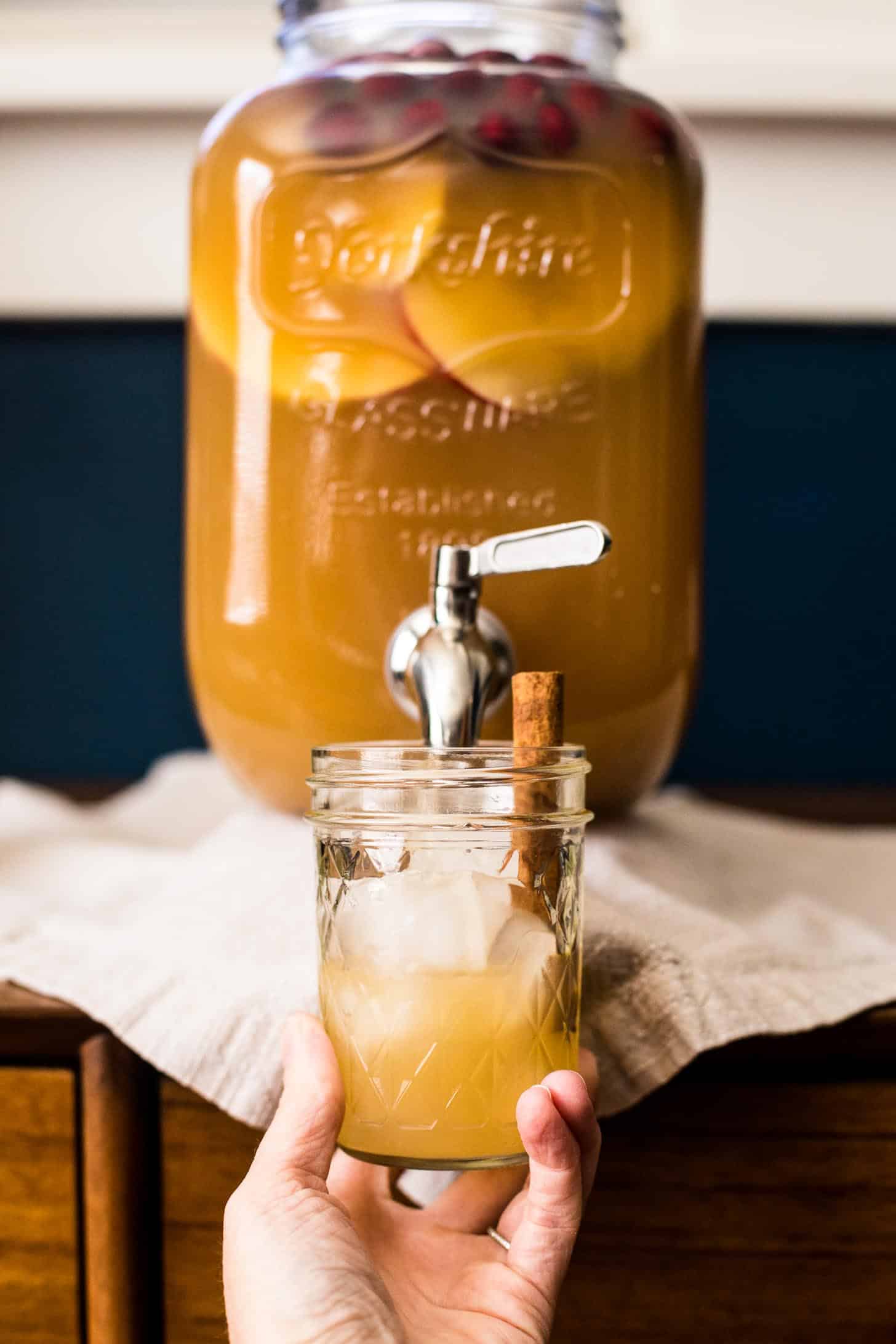 Apple Cider Punch with Bourbon in a glass jar