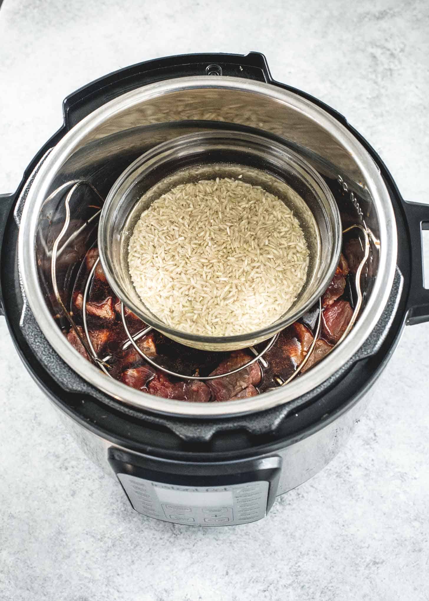 cooking beef and rice in the instant pot