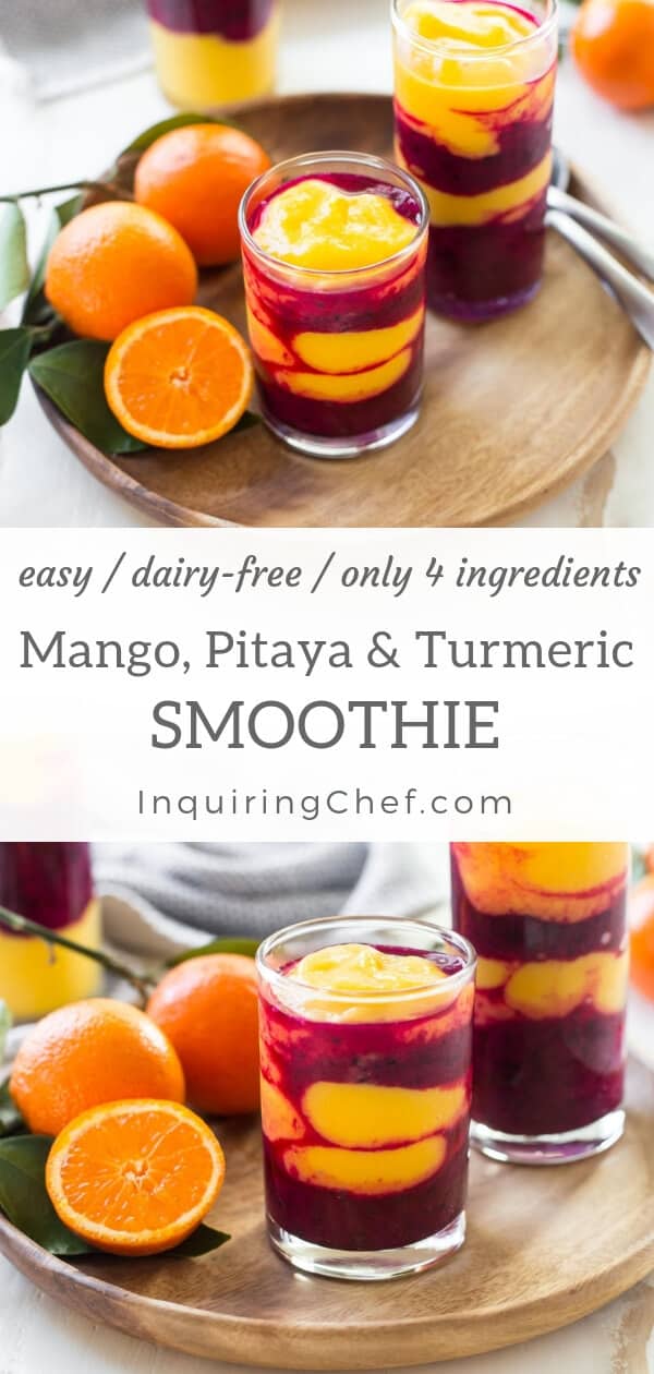 Mango Pitaya and Turmeric Smoothies