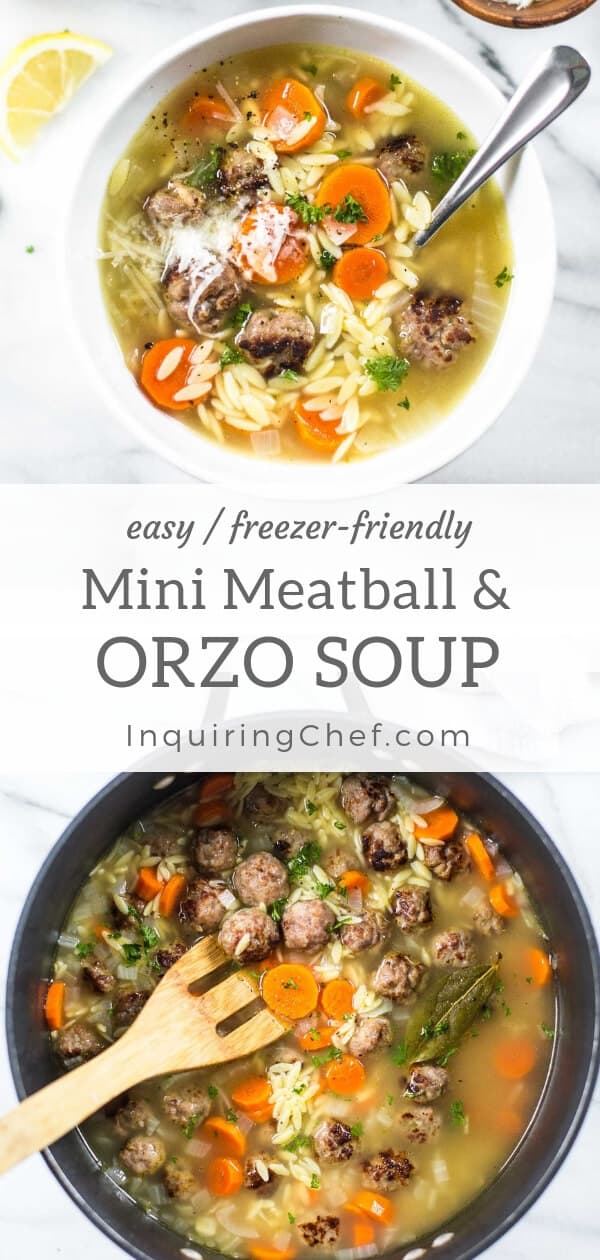Mini Italian Meatball and Orzo Soup