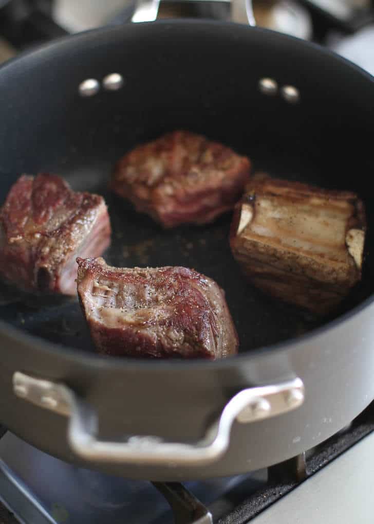 searing short ribs in a dutch oven