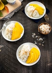 Delicious Thai Mango Sticky Rice on a table